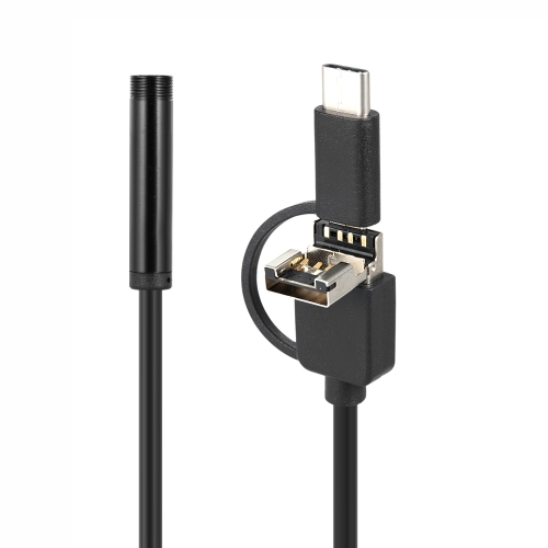 

3 в 1 5,5 мм 5 м Инспекционная камера Эндоскоп Тип-C и Micro USB и USB Borescope Водонепроницаемый IP67 для телефонов Android ПК Черный