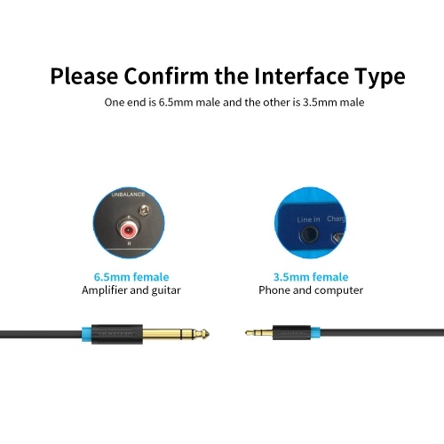VENTION 3.5mm to 6.5mm Audio Cable Male to Male Audio Cable