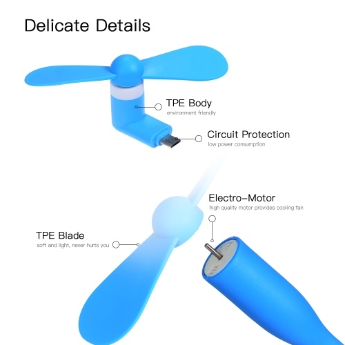 

Mini USB Fan + Type-C Phone Fan Portable Cooling Fan Flexible Cooler for Type C Devices Laptop(Blue)