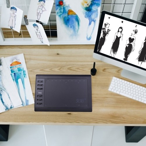 

10x6 Inch Writing Board Digital Graphic Drawing Tablets Support PC/Laptop Connection Electronic Drawing Board with Battery-Free Stylus/8pcs Nibs/Pen Clip for Drawing Teaching Online Course