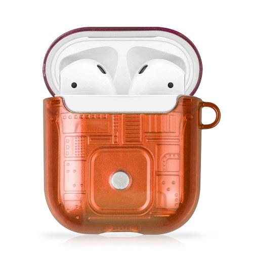 

Protective Case for Airpods 1 2-in-1 PC+TPU Suitcase Anti-fall Shockproof Protective Case with free Buckle Orange