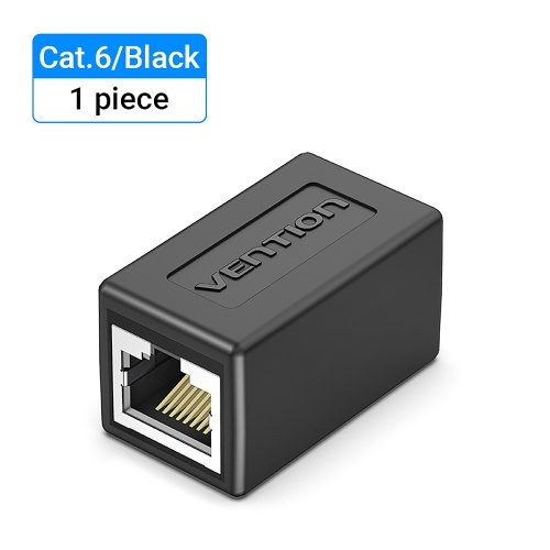 Vention IPVB0 RJ45 Connector Cat.6 FTP Keystone Jack Coupler for Network Cable Extension Black 1 Piece