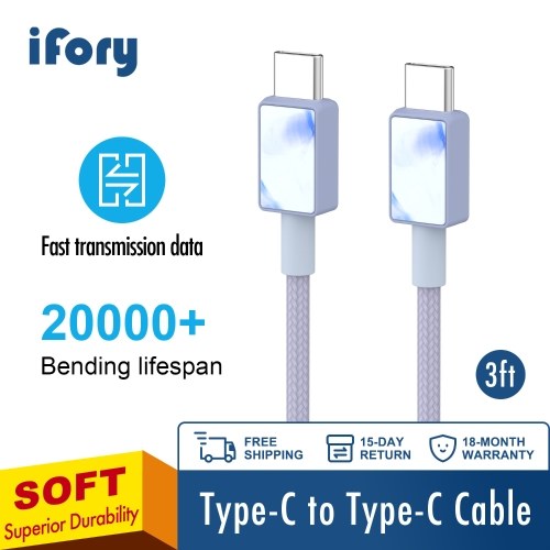 

USB C to USB C 5V 3A Fast Charging Cable iFory USB C Cable Type C to Type C Charge Cable Nylon Braided Cord