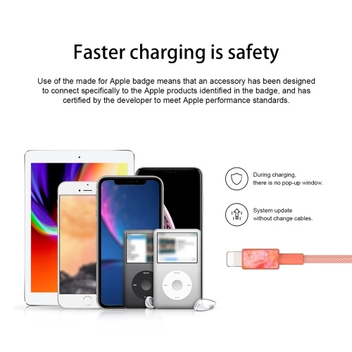 

Phone Charge iFory Light-ning Cable Heavy Nylon Braided USB A to Light-ning Char-ging Cable Sturdy Cord 20000+ Lifespan