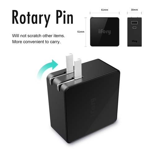

iFory Quick-Charger 3.0 63W PD Wall-Charger With USB C USB A Dual Port for Smartphones iOS Laptops