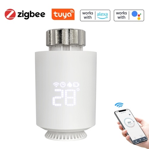 Tuya Zigbee Thermostatic Radiator Valves Intelligent Temperature Controller + Tuya ZigBee3.0 Wireless Intelligent Home Gate-way Compatible with Alexa Google Home 