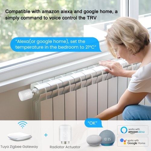 3pcs Tuya Zigbee Thermostatic Radiator Valves Intelligent Wireless Mobilephone App Control Home Heating Thermostat Radiator Compatible with Amazon Alexa Google Home