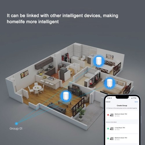 3pcs Tuya Zigbee Thermostatic Radiator Valves Intelligent Wireless Mobilephone App Control Home Heating Thermostat Radiator Compatible with Amazon Alexa Google Home