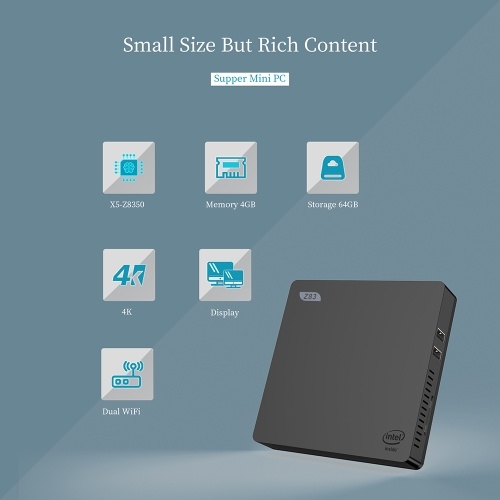 

Beelink Z83-V Mini PC Intel Atom x5-Z8350 Processor 4GB RAM 64GB SSD 2.4G+5.8G Dual-band WiFi 1000M LAN Support Win10 US Plug