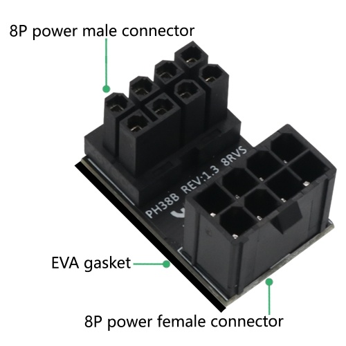 

PH38B ATX 8Pin Female to 8Pin Male 180 Degree Angled Adapter for Desktops Graphics Card