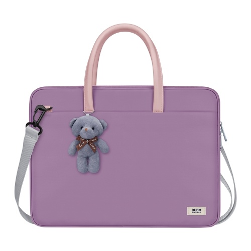 

BUBM 15.6 inch Laptop Bag Large-capacity Scratch-resistant Durable Portable Laptop Bag with Bear Pendant Light Pink