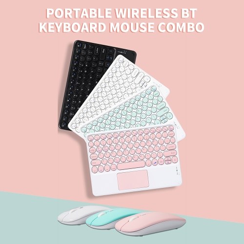 

BT Keyboard Mouse Combo BT3.0 Wireless Rechargeable Keyboard Ergonomic Mouse Set Slim Design Support Android iOS Windows Pink