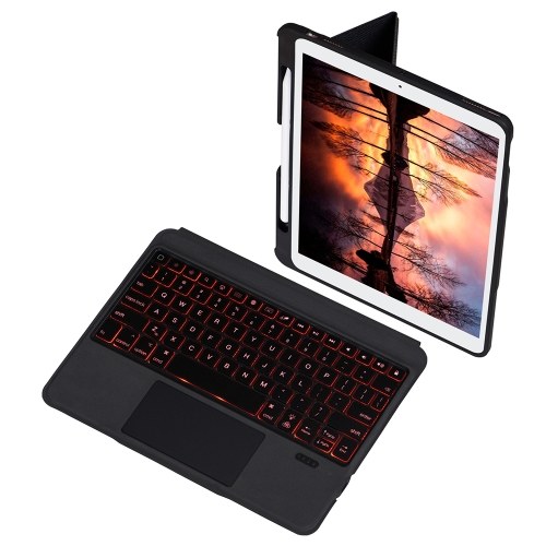 Detachable Tablet BT Keyboard Case with Touchpad Pen Slot Compatible with iPad Air 4 10.9''/iPad Pro 11'' 2018/2020/2021