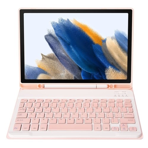 

Portable Detachable Tablet Protective Case with BT Keyboard Pen Slot Compatible with Samsung Tab S6 Lite 2022/P613/P619 Pink