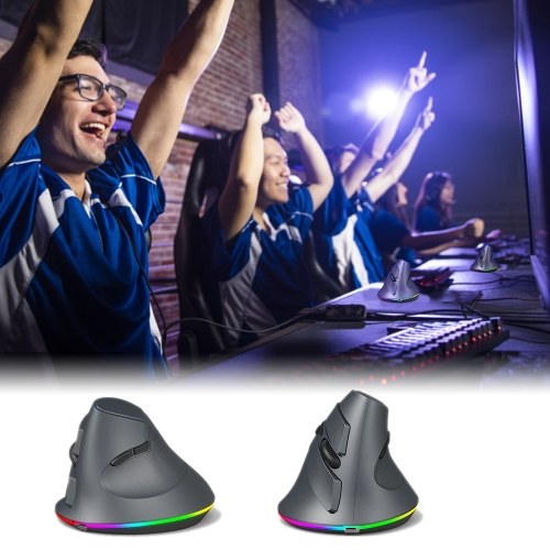 Vertical Wireless Gaming Mouse Programmable Mouse 2.4G Wireless+BT Connection Ergonomic Design 