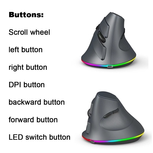 Vertical Wireless Gaming Mouse Programmable Mouse 2.4G Wireless+BT Connection Ergonomic Design 