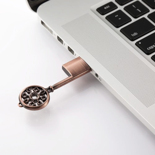 

8GB USB Drive Waterproof USB Flash Drive Key-shaped U Disk Memory Stick Storage Device Bronzy