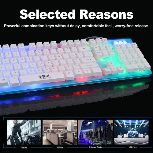 

kingangjia X900 Backlight Fashion keyboard Waterproof 104 Keys Gaming Keyboard Suspended Keycaps Ergonomic Crystal Panel Rainbow Backlight for Gamer Office