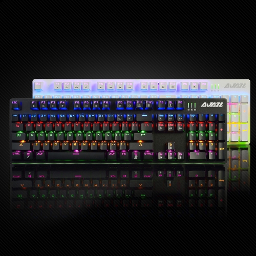 

Original Ajazz AK50 USB Wired Black Blue Swithes Mechanical Gaming Keyboard LED Backlights 104 Keys E-sports Metal Panel Ergonomi