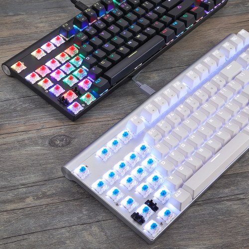 

MOTOSPEED CK101 87 Key NKRO RGB с подсветкой Механическая игровая клавиатура Освещенная клавиатура для игр и ввода белых клавишных клавиш Красный переключатель