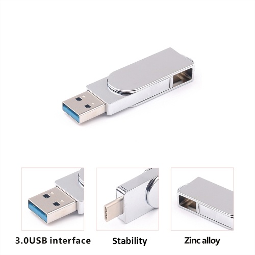

Type C Dual USB 3.0 Flash Drive 32GB Portable U Disk External Storage Memory Stick Data Storage Flash Drive for Computers Phones