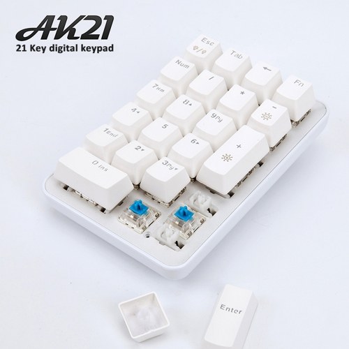 

Ajazz AK21 Wired Game Mechanical Single-hand 21-key Green Axis Mini Keyboard Keypad Detachable Keycap Type-C USB Port for Gaming Work Computer Laptop