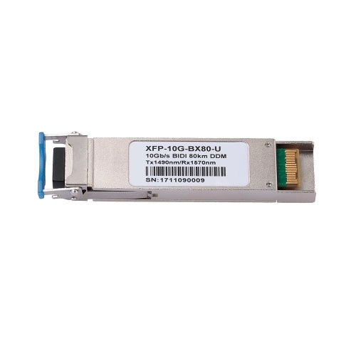 XFP-10G-BX80-U BIDI de 10 Gb / s 80 km DDM TX 1490nm / RX 1570nm Módulo óptico de transceptor de fibra monomodo de 10 Gigabit de 10 Gigabit