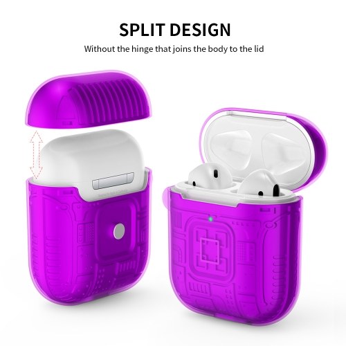 

Protective Case for Airpods 2 2-in-1 PC+TPU Suitcase Anti-fall Shockproof Protective Case with free Buckle Purple