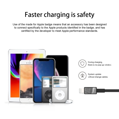 

iFory Phone Charge Lightning Cable Heavy Nylon Braided USB A to Lightning Charging Cable Sturdy Cord 20000+ Lifespan