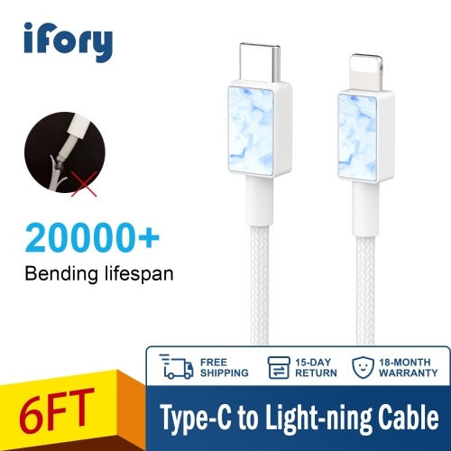 

Phone Charge iFory Light-ning Cable Heavy Nylon Braided USB A to Light-ning Char-ging Cable Sturdy Cord 20000+ Lifespan