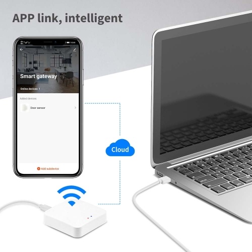 4PCS Tuya ZIGBEE3.0 Intelligent Thermostatic Radiator Valve Programmable Temperature Controller +Tuya ZigBee3.0 Wireless Intelligent Home Gate-way Compatible with Alexa Google Home 