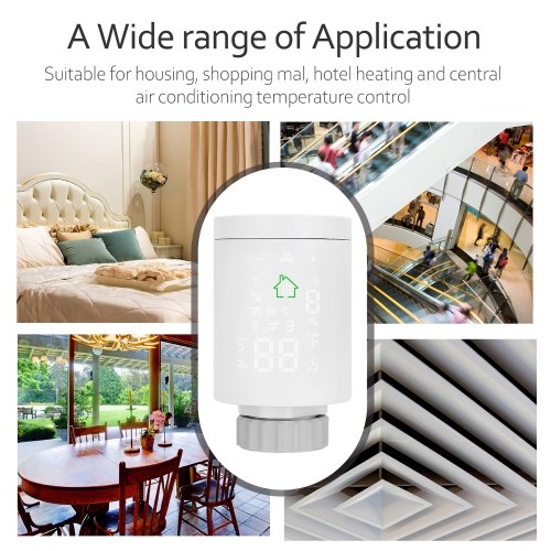 4PCS Tuya ZIGBEE3.0 Intelligent Thermostatic Radiator Valve Programmable Temperature Controller +Tuya ZigBee3.0 Wireless Intelligent Home Gate-way Compatible with Alexa Google Home 