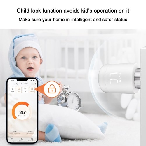 4pcs Tuya Zigbee Thermostatic Radiator Valves Intelligent Wireless Mobilephone App Control + Tuya ZigBee3.0 Wireless Intelligent Home Gate-way Compatible with Alexa Google Home 