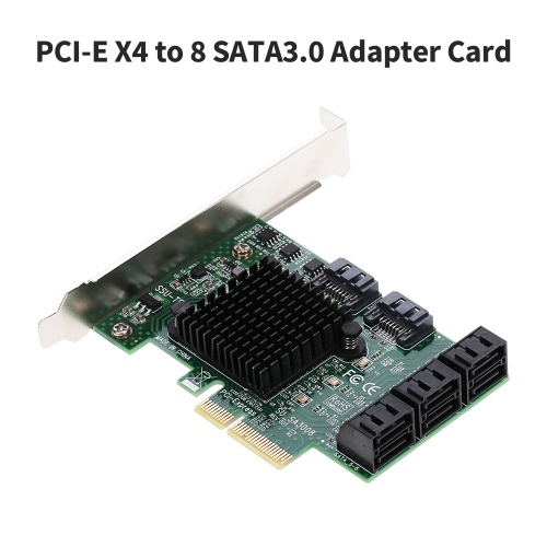 

PCI-E X4 to 8 Ports SATA3.0 Adapter Card Desktop Computer Expansion Card Support Hot Swapping Multiple Systems Compatible