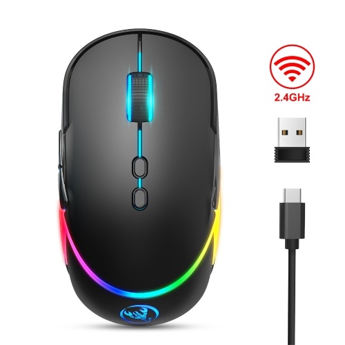 

HXSJ T200 2.4G Wireless Gaming Mouse Ergonomic Mouse 3 Adjustable DPI 12 Kinds of RGB Light Effects Built-in 600mAh Battery