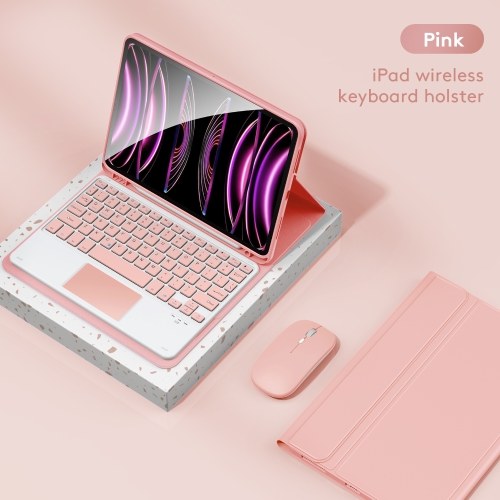 TP-1109 Wireless BT Tastatur USB-Tastatur mit PU-Leder-Schutzhülle für Tablet kompatibel mit iPad Air 4 10.9in/iPad Air5 10.9in/iPad Pro 11in(2018)/iPad 11in(2020)/iPad 11in(2021)/iPad 11in(2022)