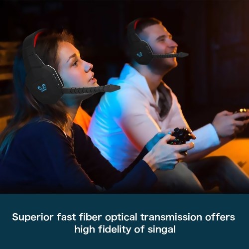 

HUHD Wireless Headset 2.4Ghz Optical Stereo Noise Canceling Gaming Headphone with 7.1 Surround Sound Detachable Mic Rechargeable Battery for Mac, for PS3/4，for Xbox One, for Xbox 360, TV, PC