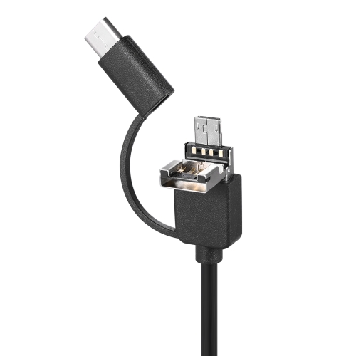 

3 в 1 5,5 мм 5 м Инспекционная камера Эндоскоп Тип-C и Micro USB и USB Borescope Водонепроницаемый IP67 для телефонов Android ПК Черный