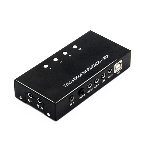 USB Sound Card External Stereo 7.1 Channel 3D 3.5mm Aux Out Plug and Play for Windows 8 7 XP Vista Black