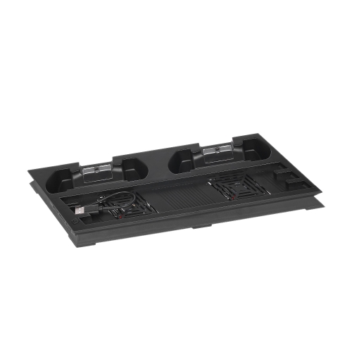 

Cooling Fan Vertical Stand Heat Sink Dual Controllers Charging Station USB Hub Temperature Control Two Fans for PS4 Pro Black