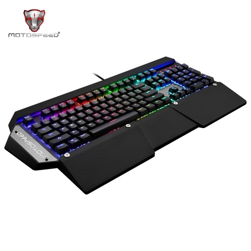

Motospeed CK88 NKRO Wired USB Mechanical Keyboard Black Illuminated Gaming Keyboard with RGB LED Indicator for PC