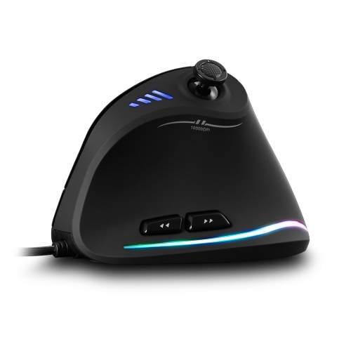 Zelotes C-18 Vertical Wired Gaming Mouse 11 Programmable Buttons Adjustable 10000DPI Laser Engine RGB Light Belt 128KB On-board Memory 