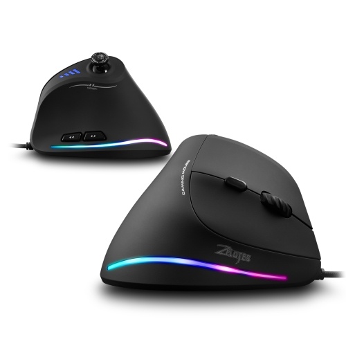 Zelotes C-18 Vertical Wired Gaming Mouse 11 Programmable Buttons Adjustable 10000DPI Laser Engine RGB Light Belt 128KB On-board Memory 