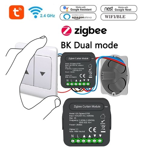 5Pcs QS-Zigbee-CP03 Tuya ZigBee Intelligent Curtain Swtich Module Home Curtain Modification Module Mobilephone Device Sharing Timing Function APP Remotes Control 