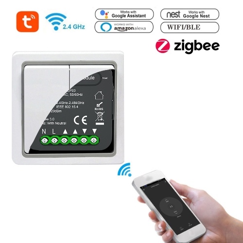 5Pcs QS-Zigbee-CP03 Tuya ZigBee Intelligent Curtain Swtich Module Home Curtain Modification Module Mobilephone Device Sharing Timing Function APP Remotes Control 