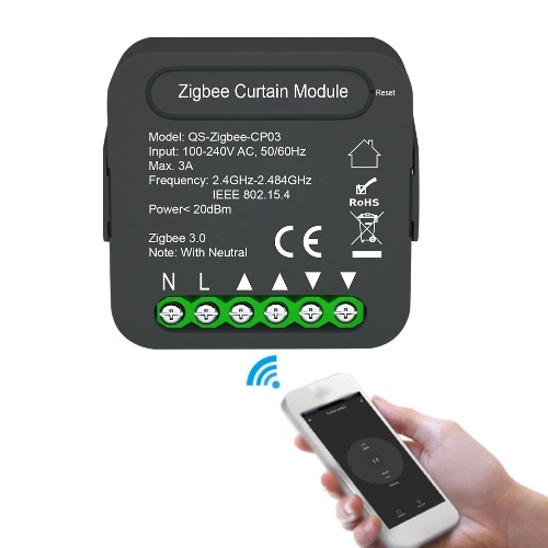 5Pcs QS-Zigbee-CP03 Tuya ZigBee Intelligent Curtain Swtich Module Home Curtain Modification Module Mobilephone Device Sharing Timing Function APP Remotes Control 