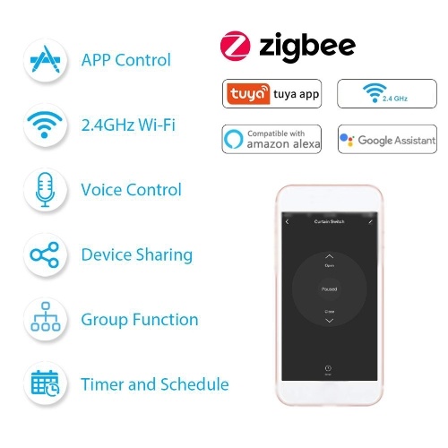 5Pcs QS-Zigbee-CP03 Tuya ZigBee Intelligent Curtain Swtich Module Home Curtain Modification Module Mobilephone Device Sharing Timing Function APP Remotes Control 