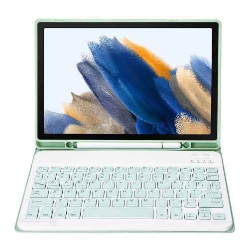 Portable Detachable Tablet Protective Case with BT Keyboard Pen Slot Compatible with Samsung Tab A7 10.4 2020/T500/T505/T507 Green 