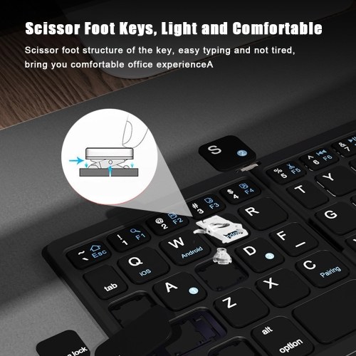 B055 Ultra Thin Wireless keyboard Four fold with large touchpad BT keyboard Tablet Silent mini keyboard 