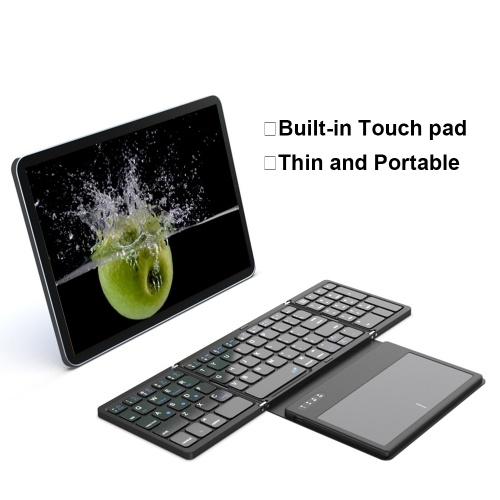 B055 Ultra Thin Wireless keyboard Four fold with large touchpad BT keyboard Tablet Silent mini keyboard 